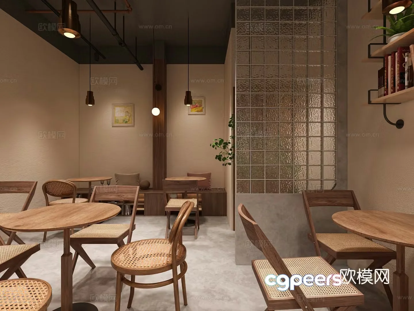 Modern American coffee shop 3d model
