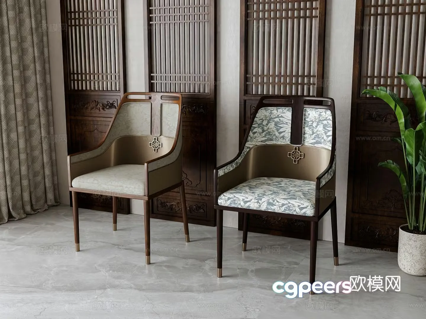 New Chinese dining chair 3D model