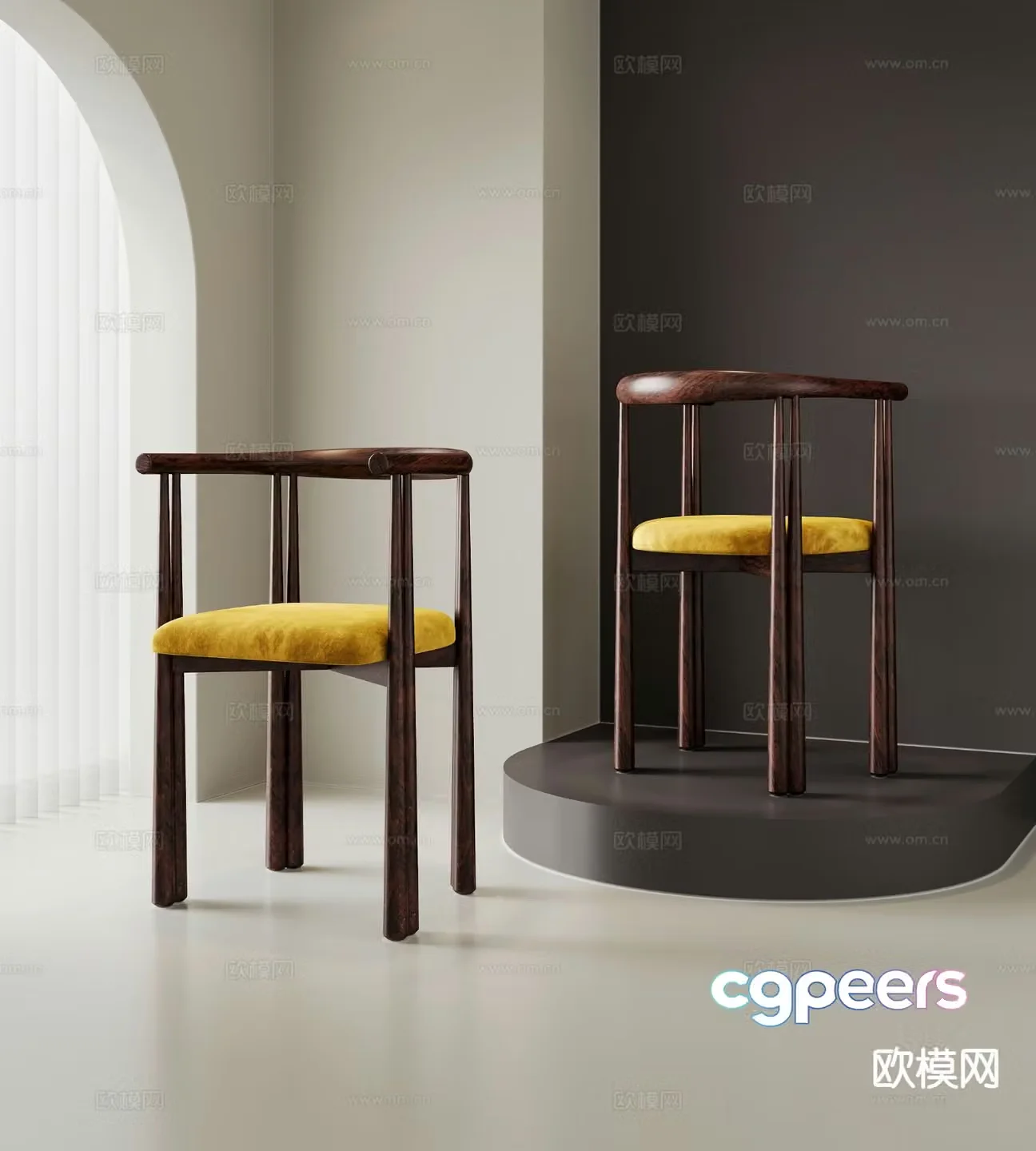 Modern single chair dining chair chair 3d model