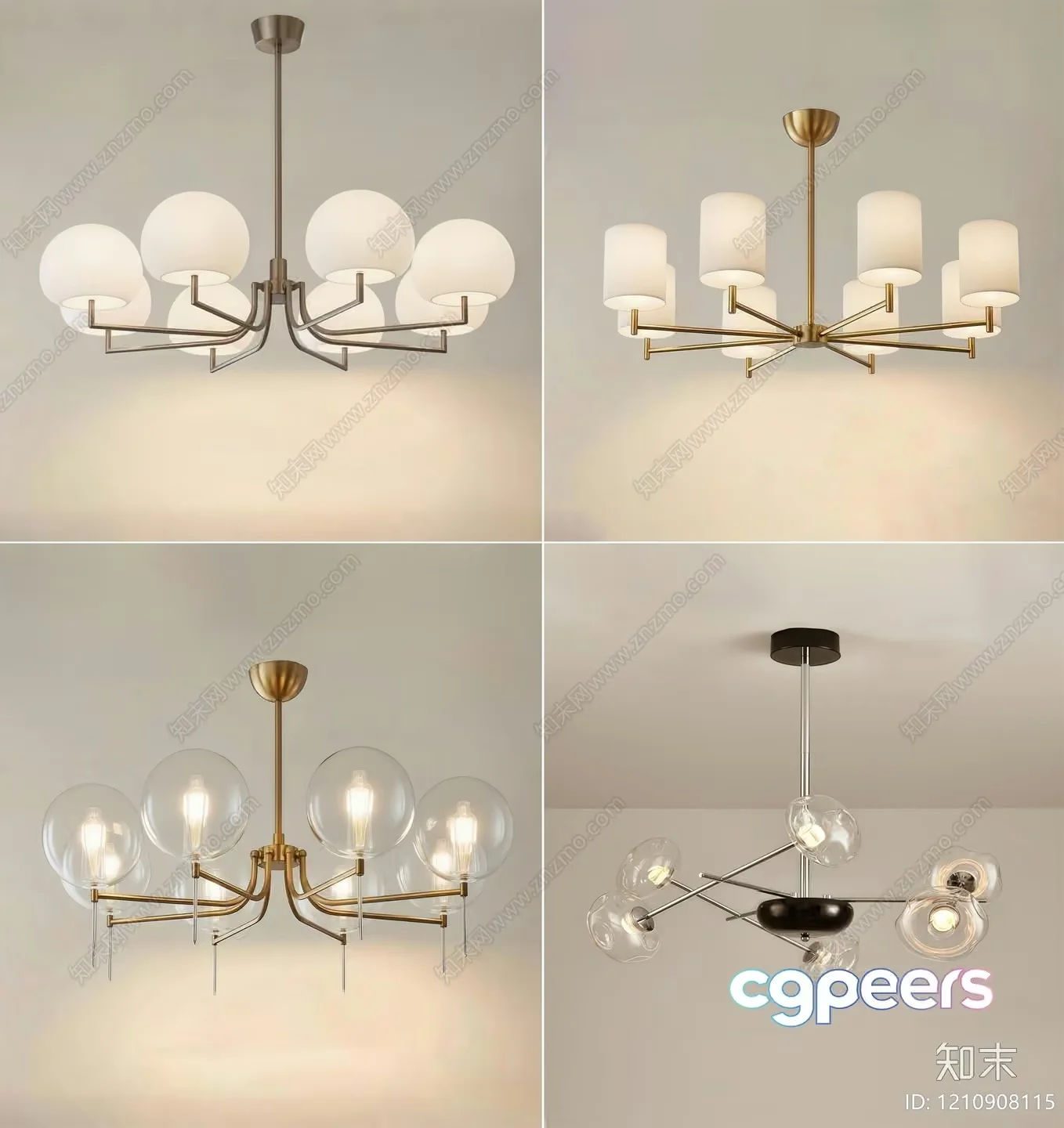 Gold Light Fixture 3D Model – 9529 – VRAY Render