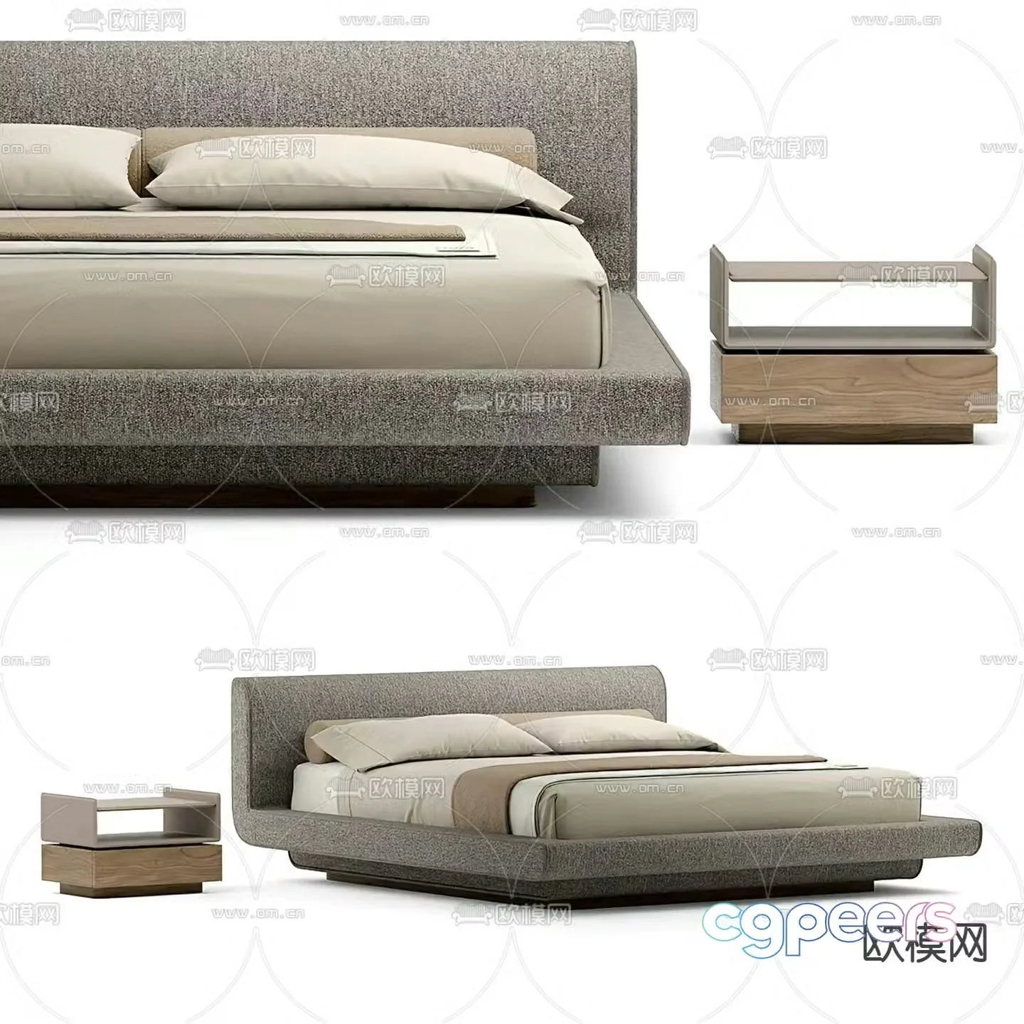 Modern double bed 3d model
