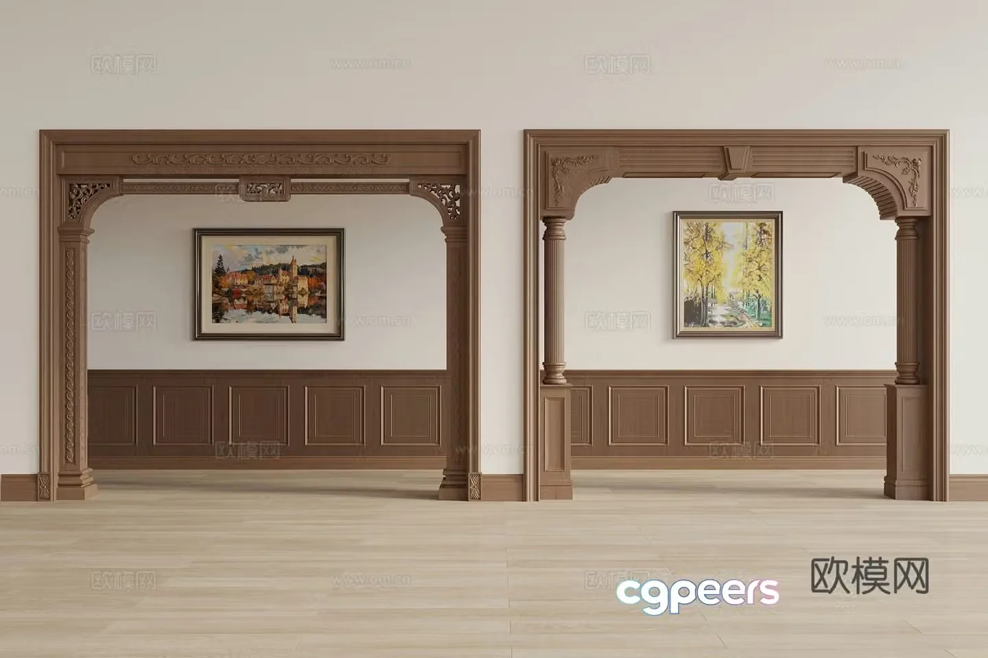 American European Chinese New Chinese Door Cover Pass 3D Model