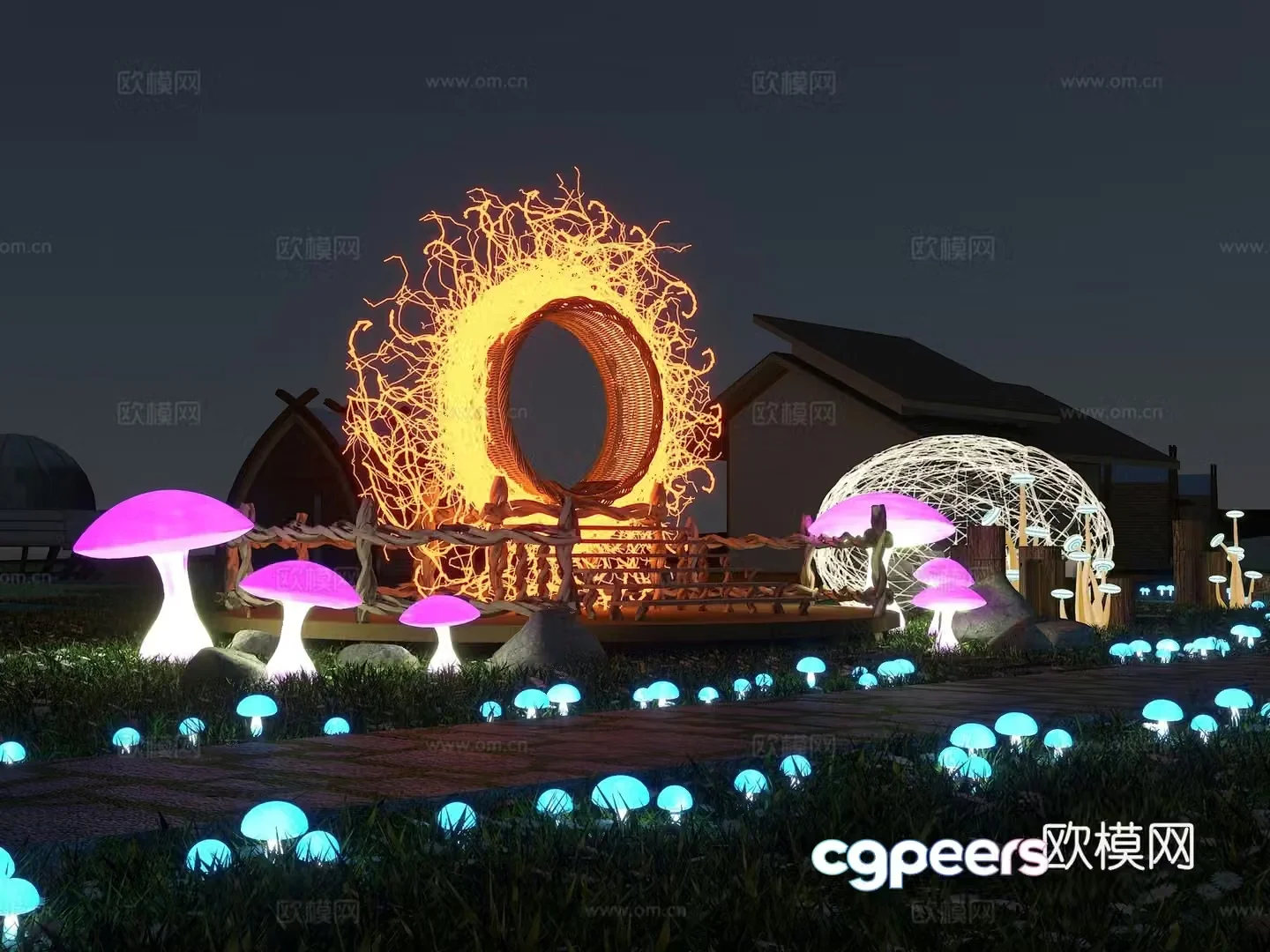 Mushroom Paradise Bird’s Nest Lighting Lighting Device Glowing Mushroom Children’s Paradise 3D Model