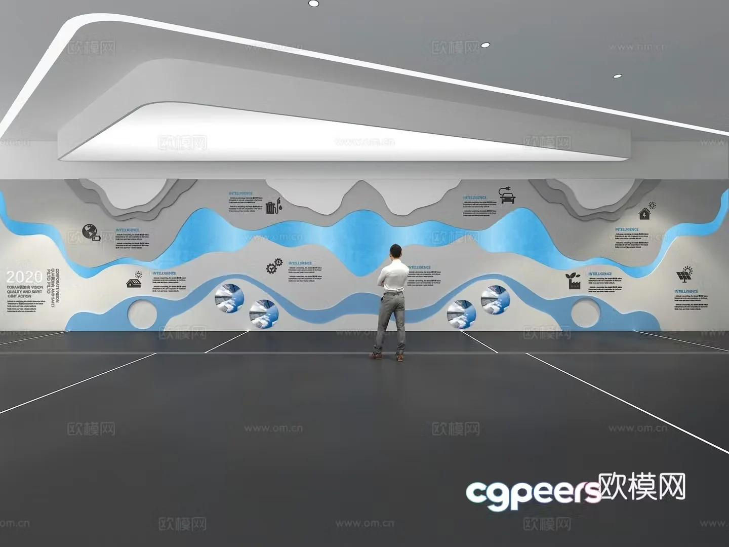 Cultural wall Corporate culture wall Display wall Theme wall Exhibition hall Campus culture Corridor 3D model