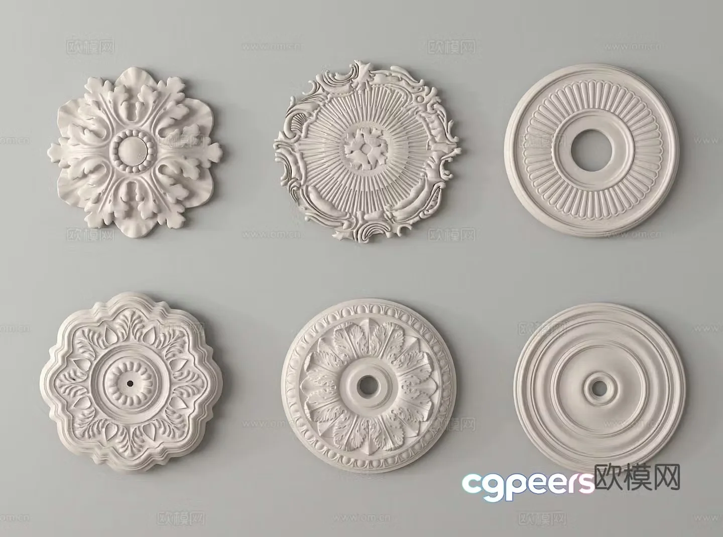 Carved Carved Lantern Pan Plaster Lantern Pan 3D Model