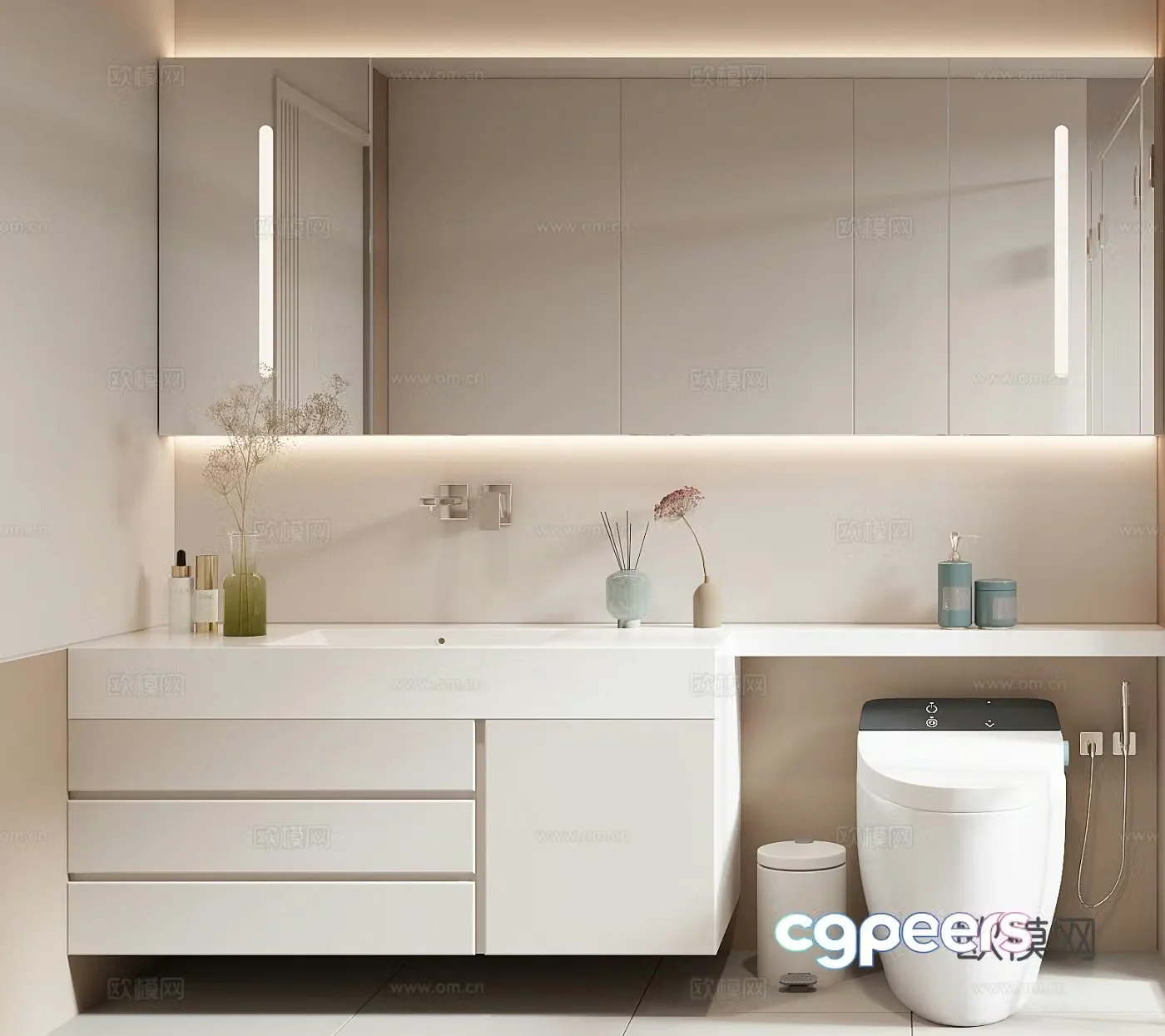 Creamy air bathroom cabinet 3d model