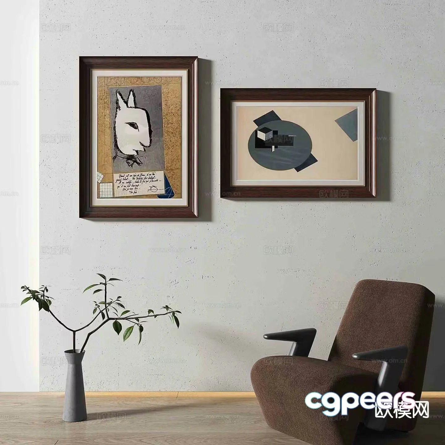 Jane European cartoon oil painting decorative painting 3d model