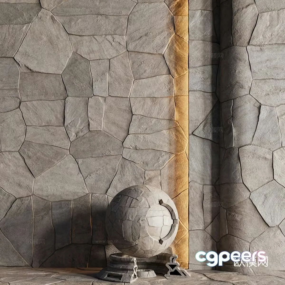 Modern slate background cultural stone 3d model