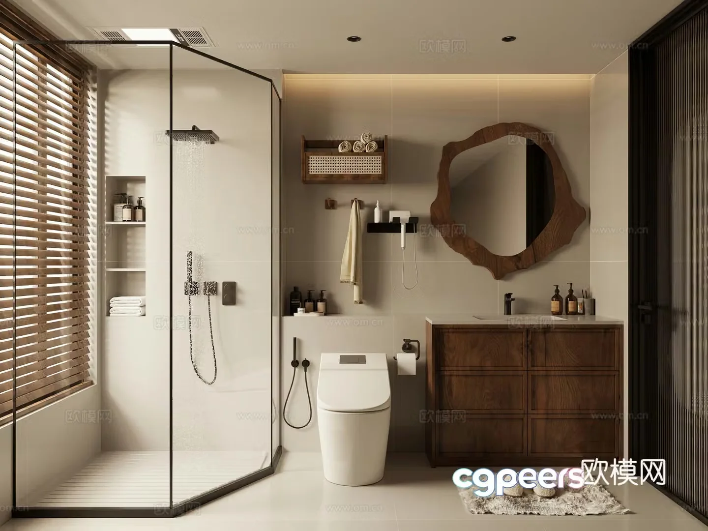 Wasabi wind bathroom bathroom cabinet toilet shower 3D model
