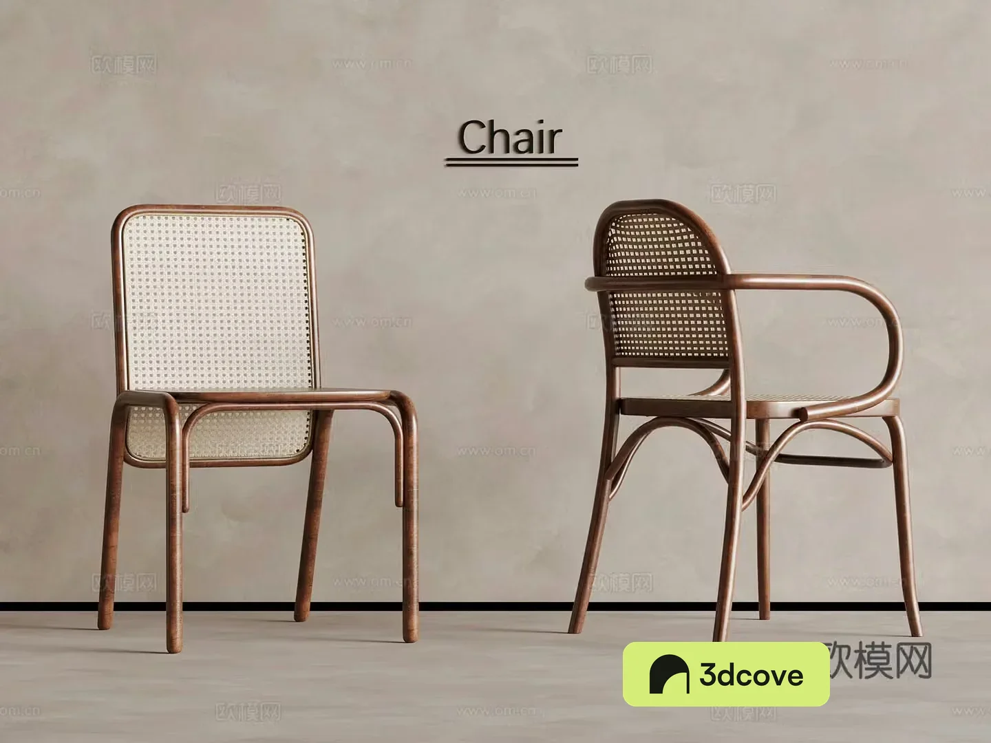 Medium style single chair casual chair rattan chair 3d model