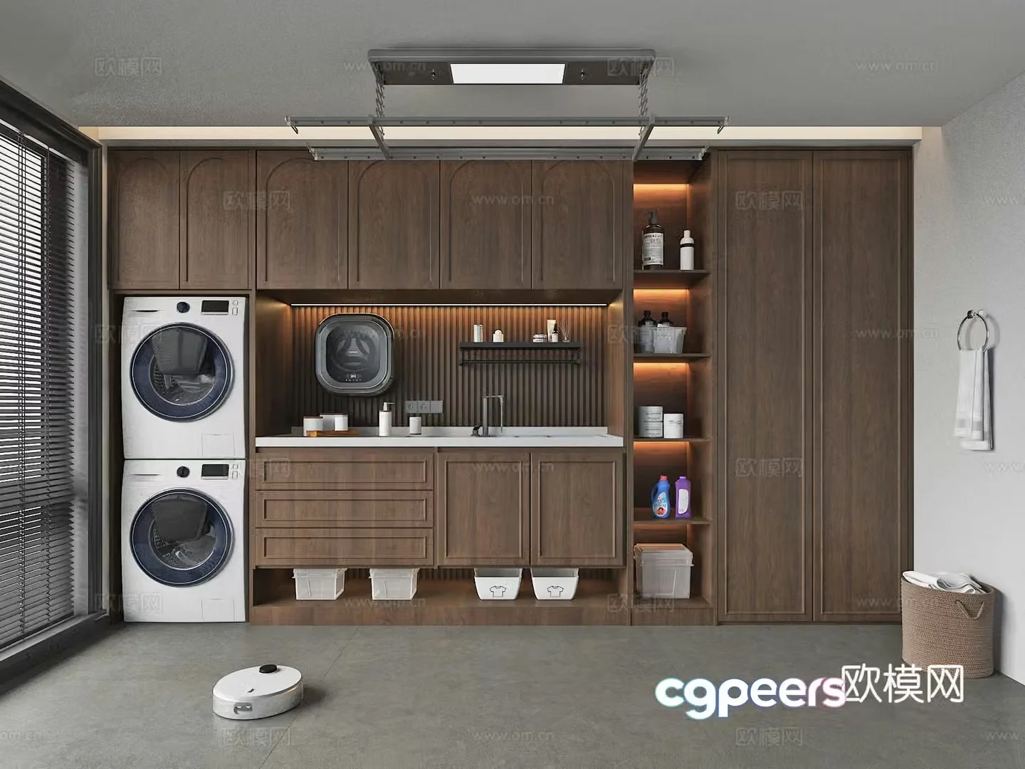 Middle style Wasabi style Laundry room Washing cabinet 3D model