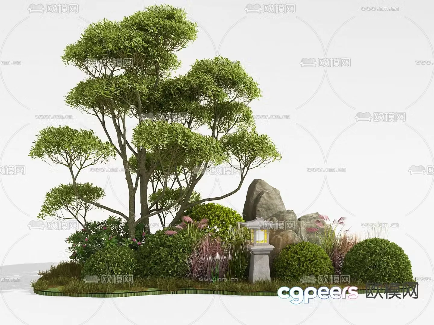 Flowers plants bushes plants piles 3d model