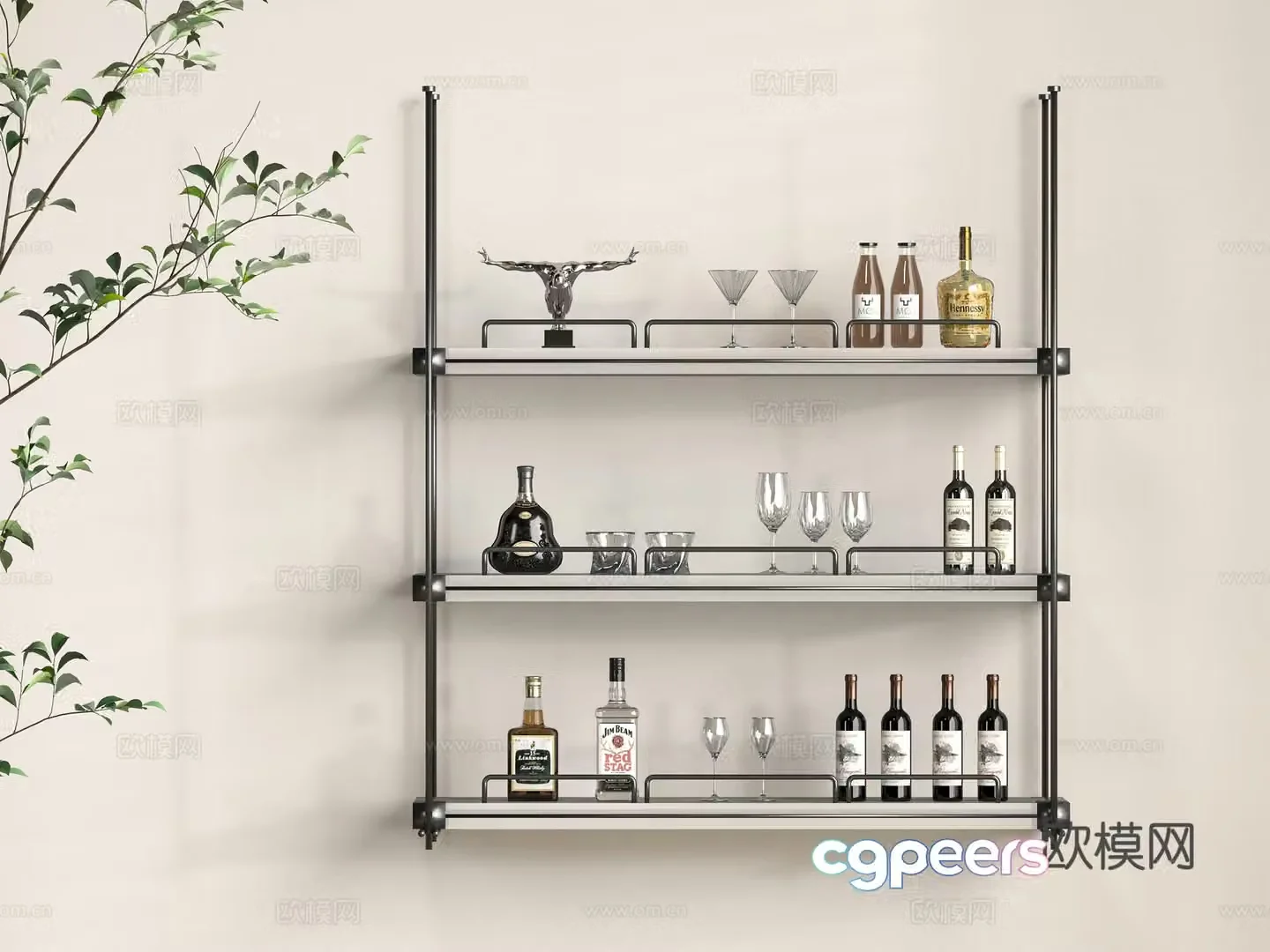 Modern wine rack 3d model