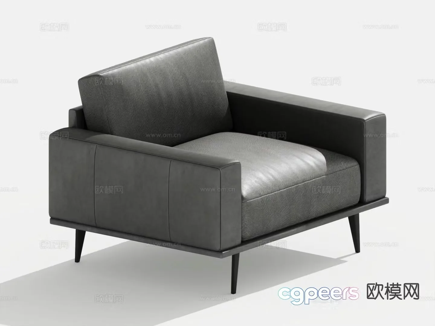 Italian sofa leather sofa single sofa 3D model