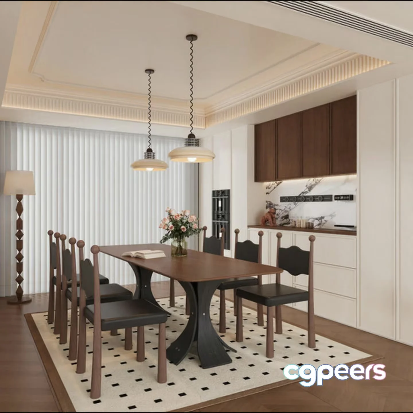 Modern Dining Room 3D Model – 18198 – CORONA Render