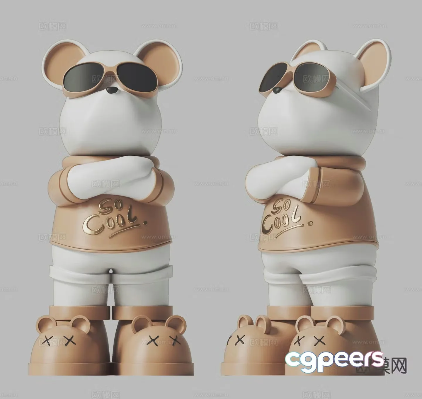 Violent Bear Trendy Toy Sculpture Doll Cartoon Ornament 3D Model
