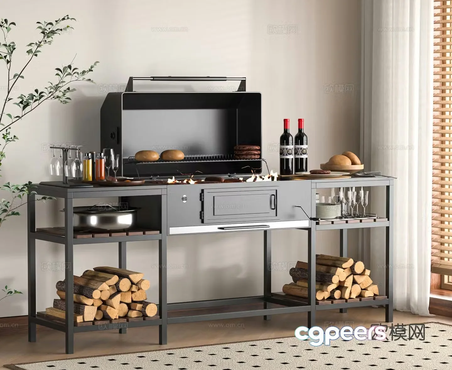 Modern barbecue table 3d model