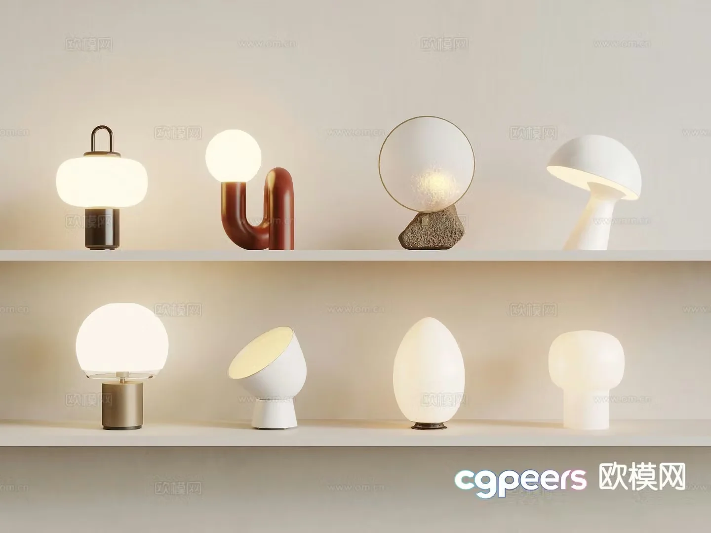 Cream style desk lamp simple desk lamp 3d model