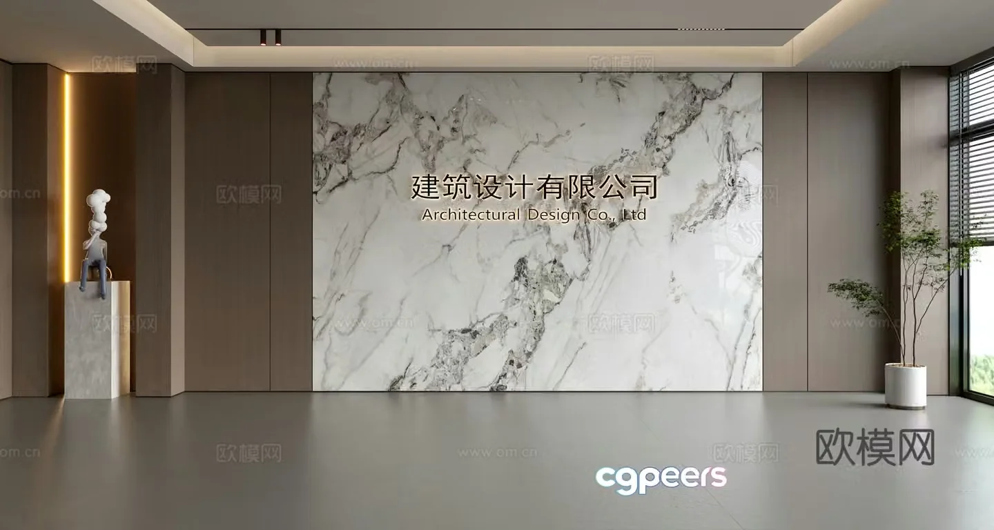 Modern front desk background wall Simple background wall Front desk reception area background wall Company front desk background wall 3d model