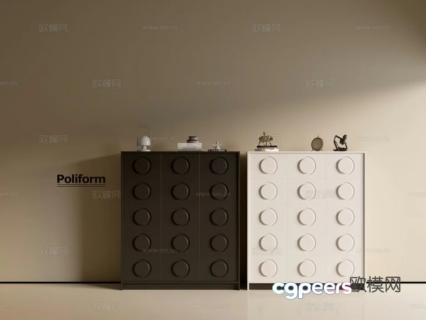 Modern black cabinet cream cabinet ins wind side cabinet chest cabinet low cabinet whole cabinet side cabinet 3d model