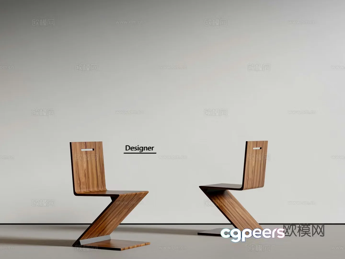 Medium style dining chair single chair solid wood 3d model