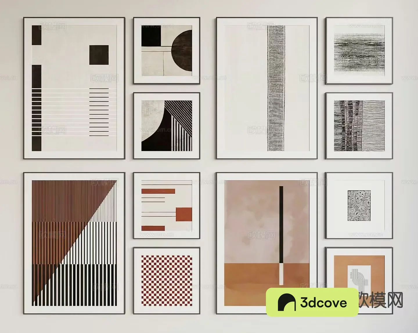 Modern hanging painting v abstract painting combined painting