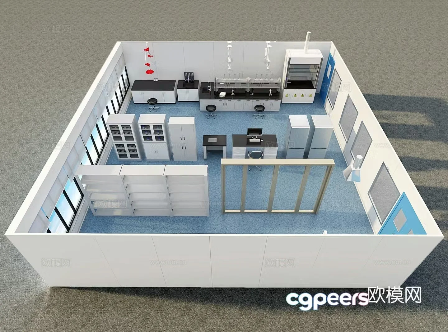 Laboratory reagent cabinet utensil cabinet fume hood 3d model
