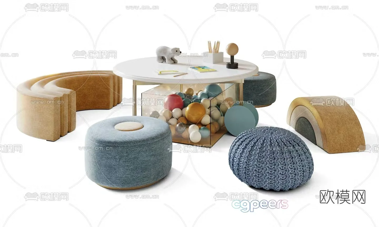 Modern children’s table and chair 3d model