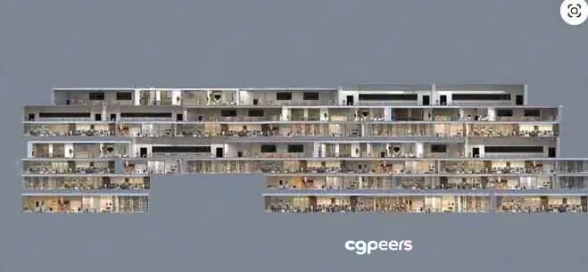 A Large Multi-Story Building 3D Model – 14189 – VRAY Render