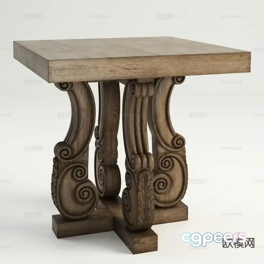 American side table solid wood corner table 3d model