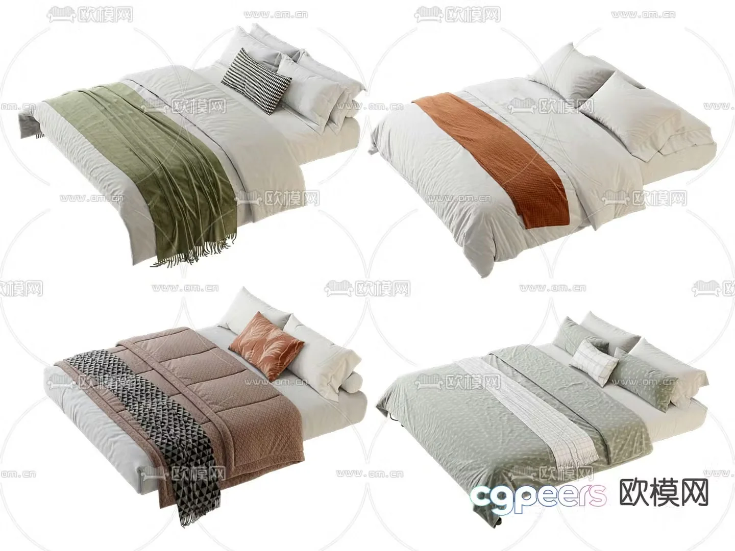 Nordic double bed 3d model