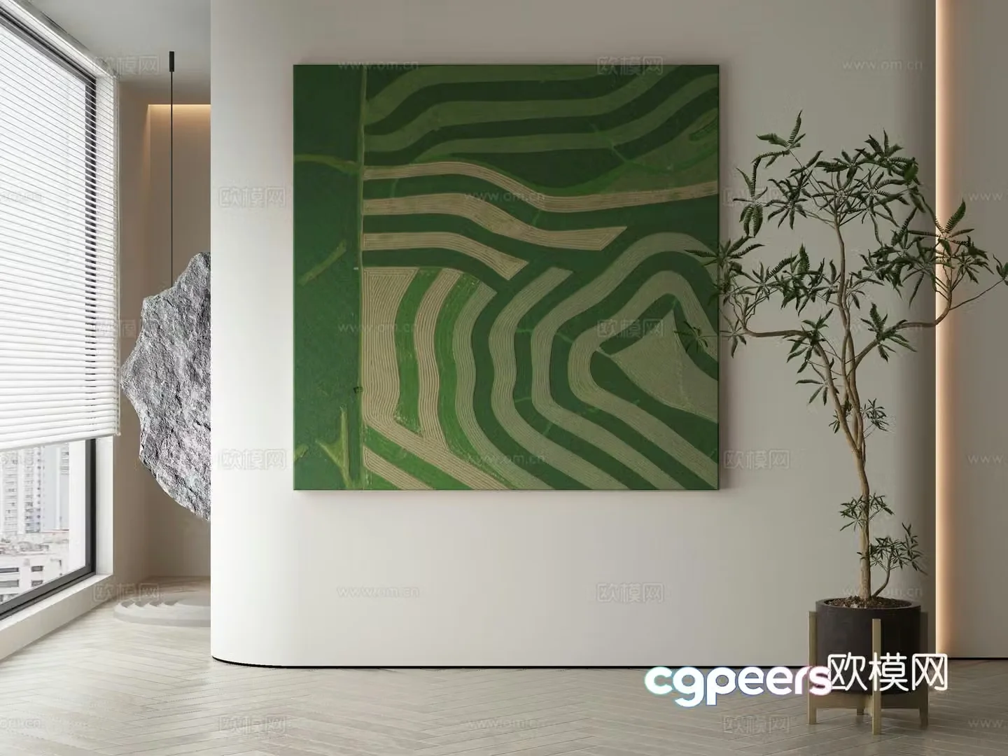 Modern Wasabi abstract hanging painting 3d model