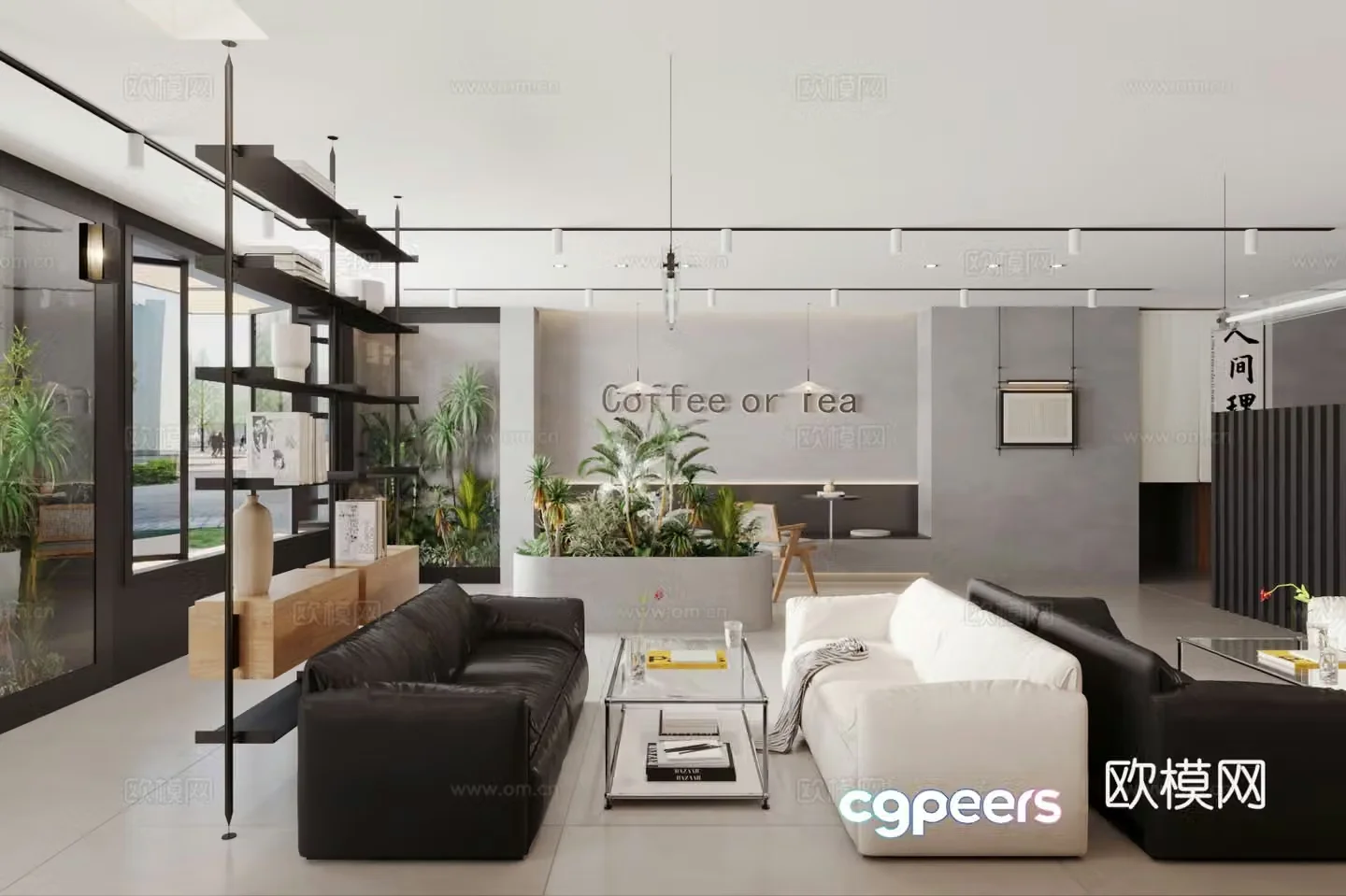 Modern coffee shop coffee booth area 3d model