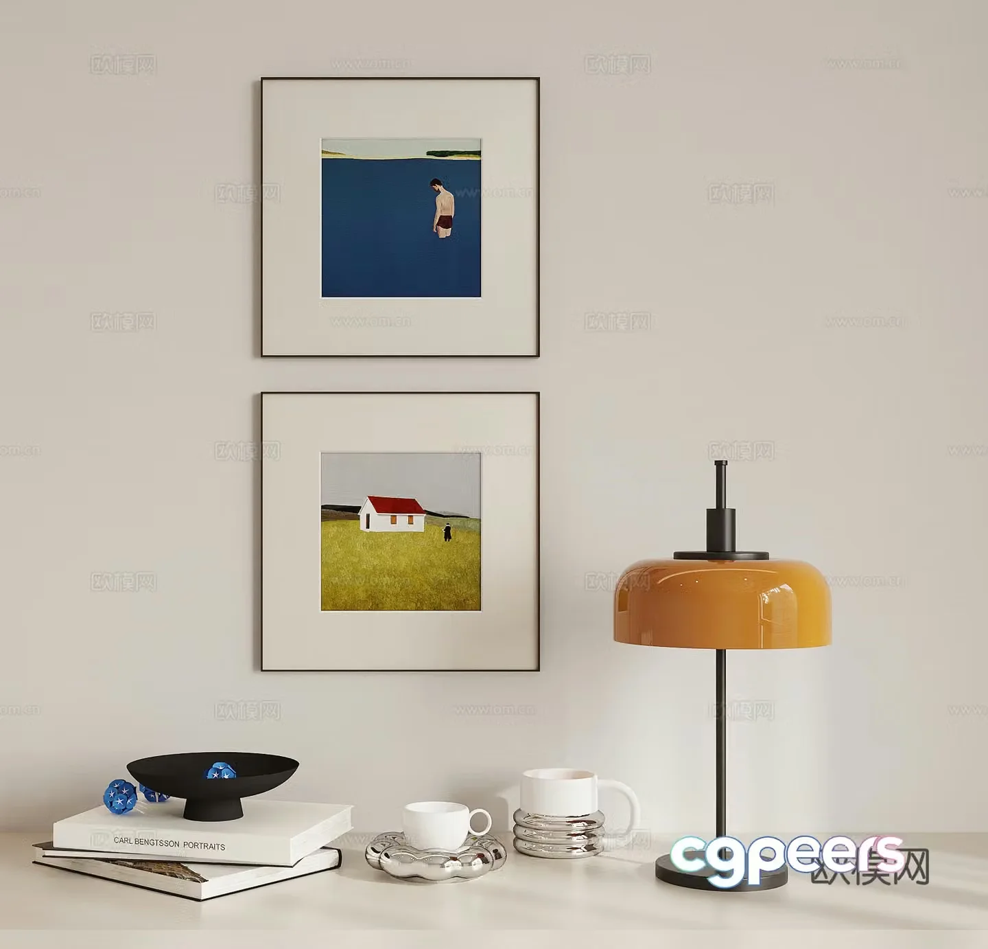 Combination ornament desk lamp 3d model