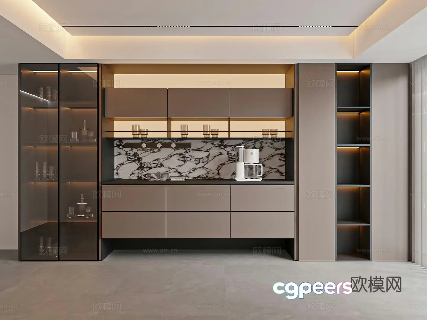 Modern Italian wine cabinet sideboard tea cabinet 3d model