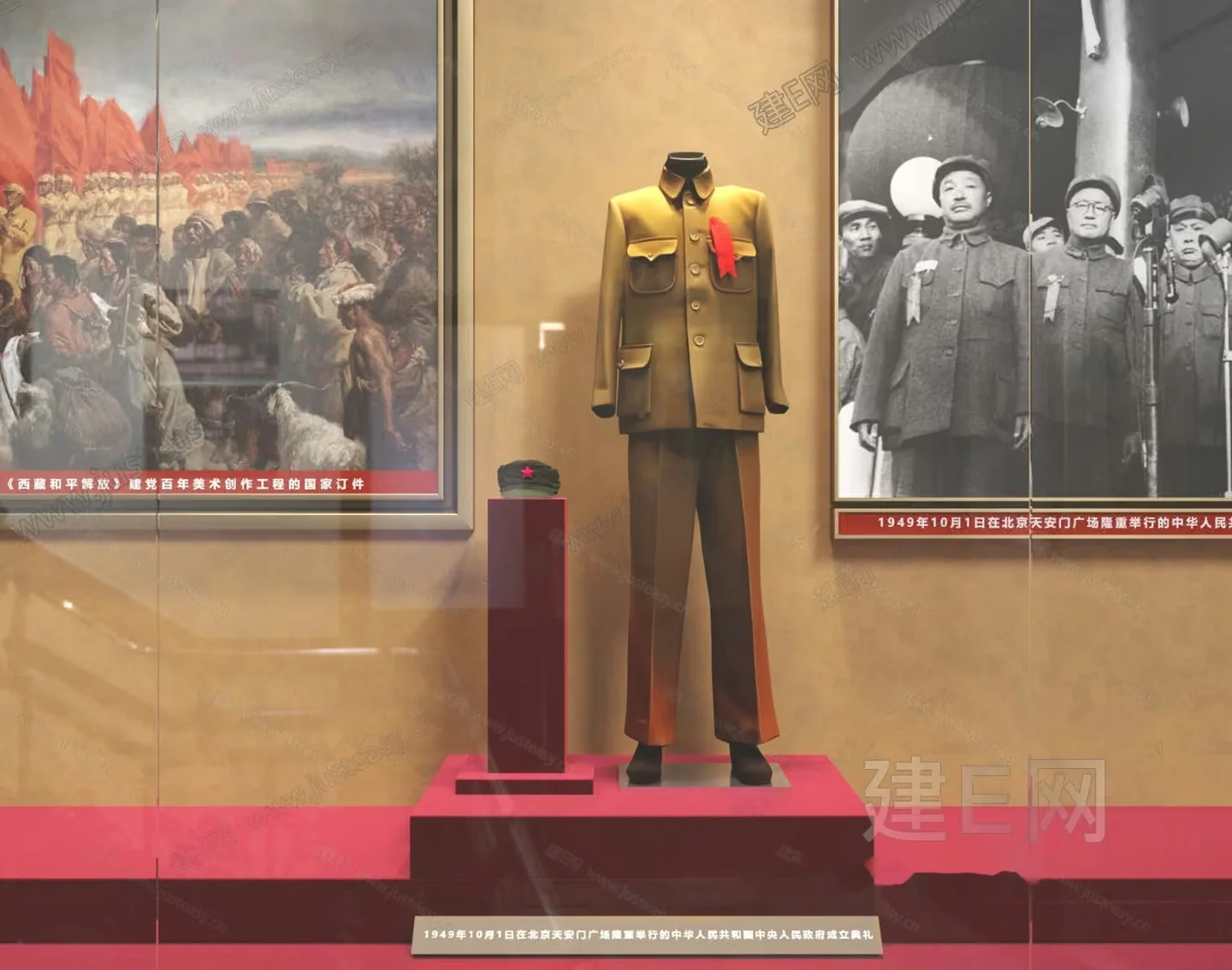 A Mannequin Dressed In A Tan Suit With A Red Ribbon On The 3D Model – 2873 – VRAY Render