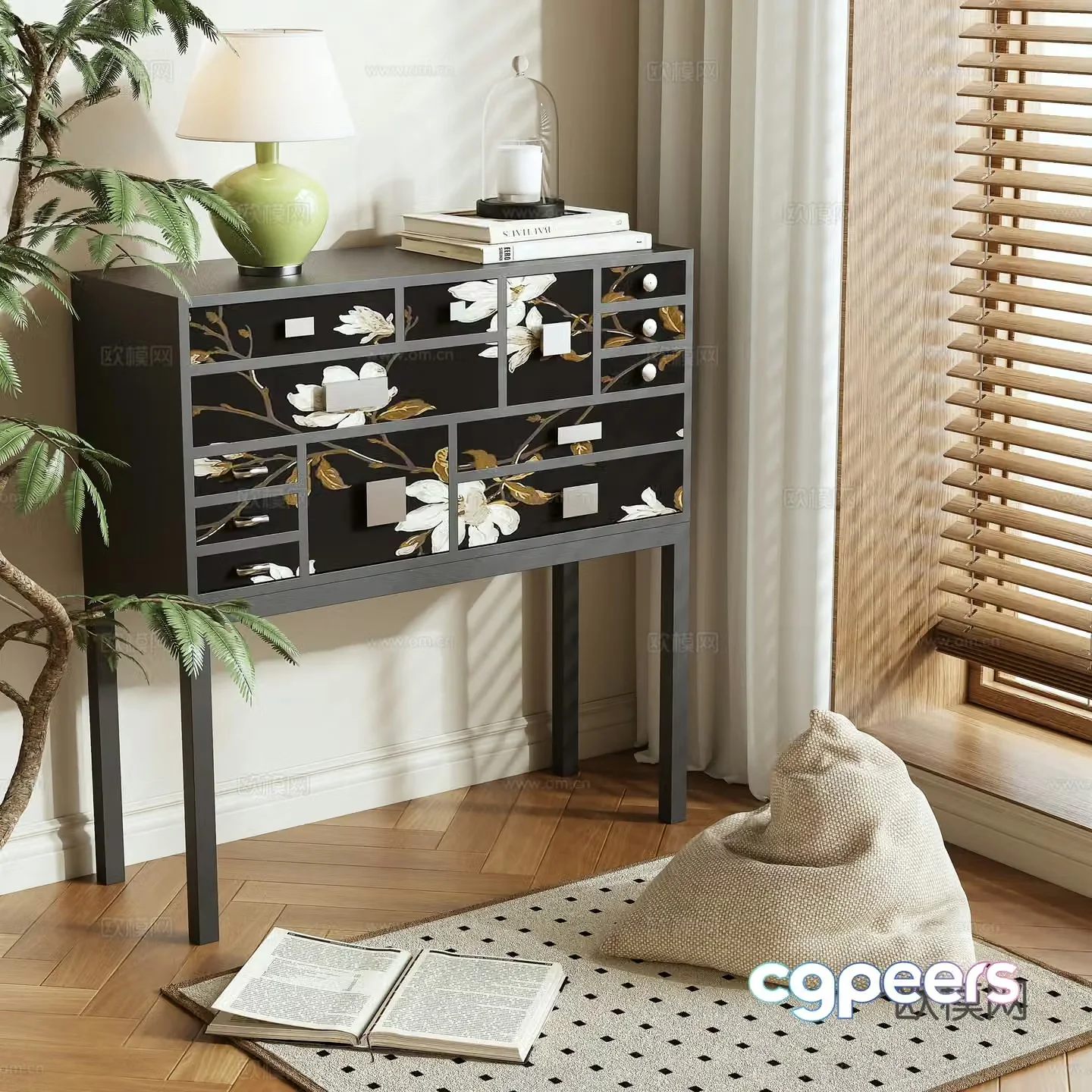 French entryway cabinet 3d model