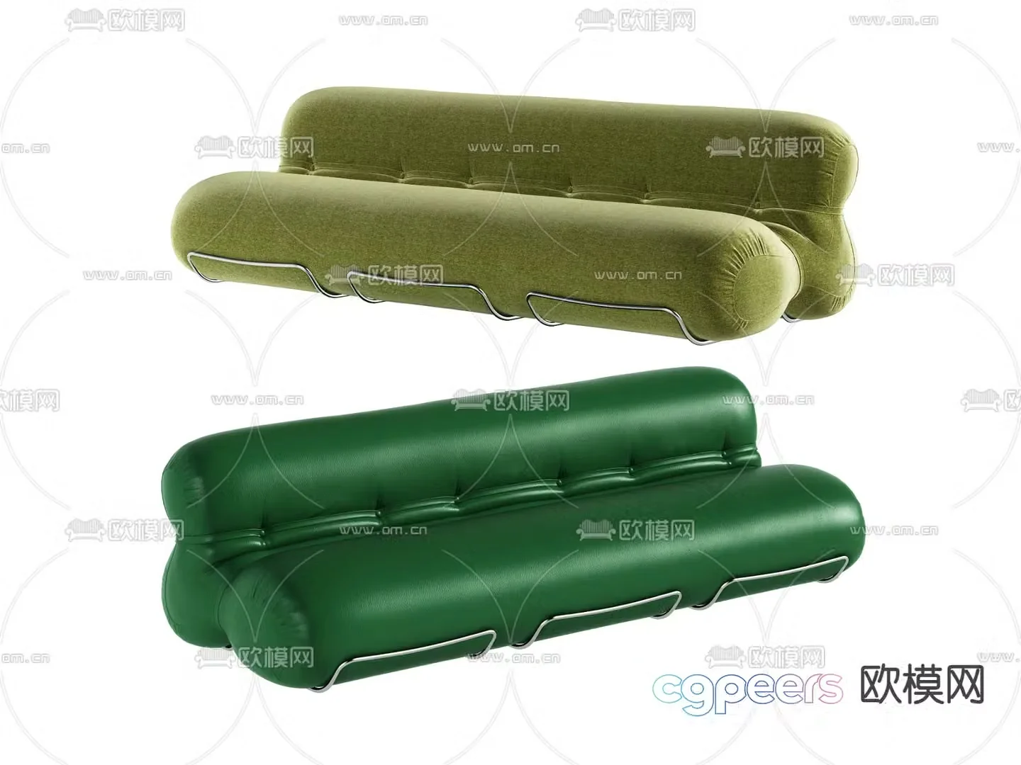 Leather sofa three-person sofa 3d model