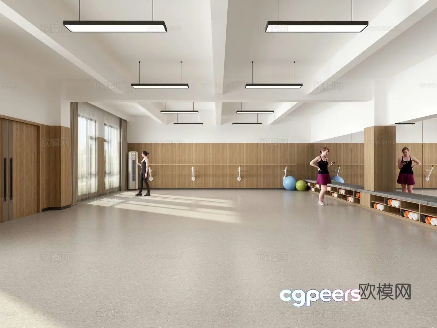 Modern dance studio yoga studio 3d model