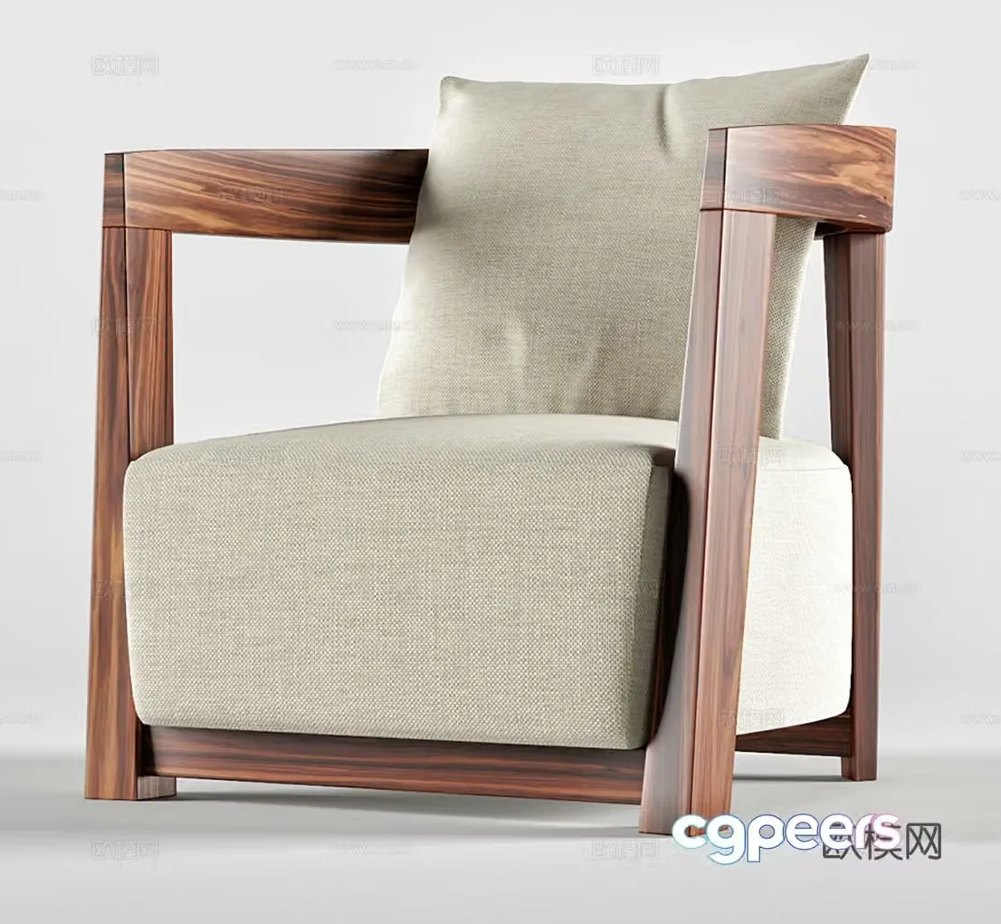 Wasabi single sofa Wasabi single chair B&B single chair Courtyard single chair Armchair Cloth 3D model