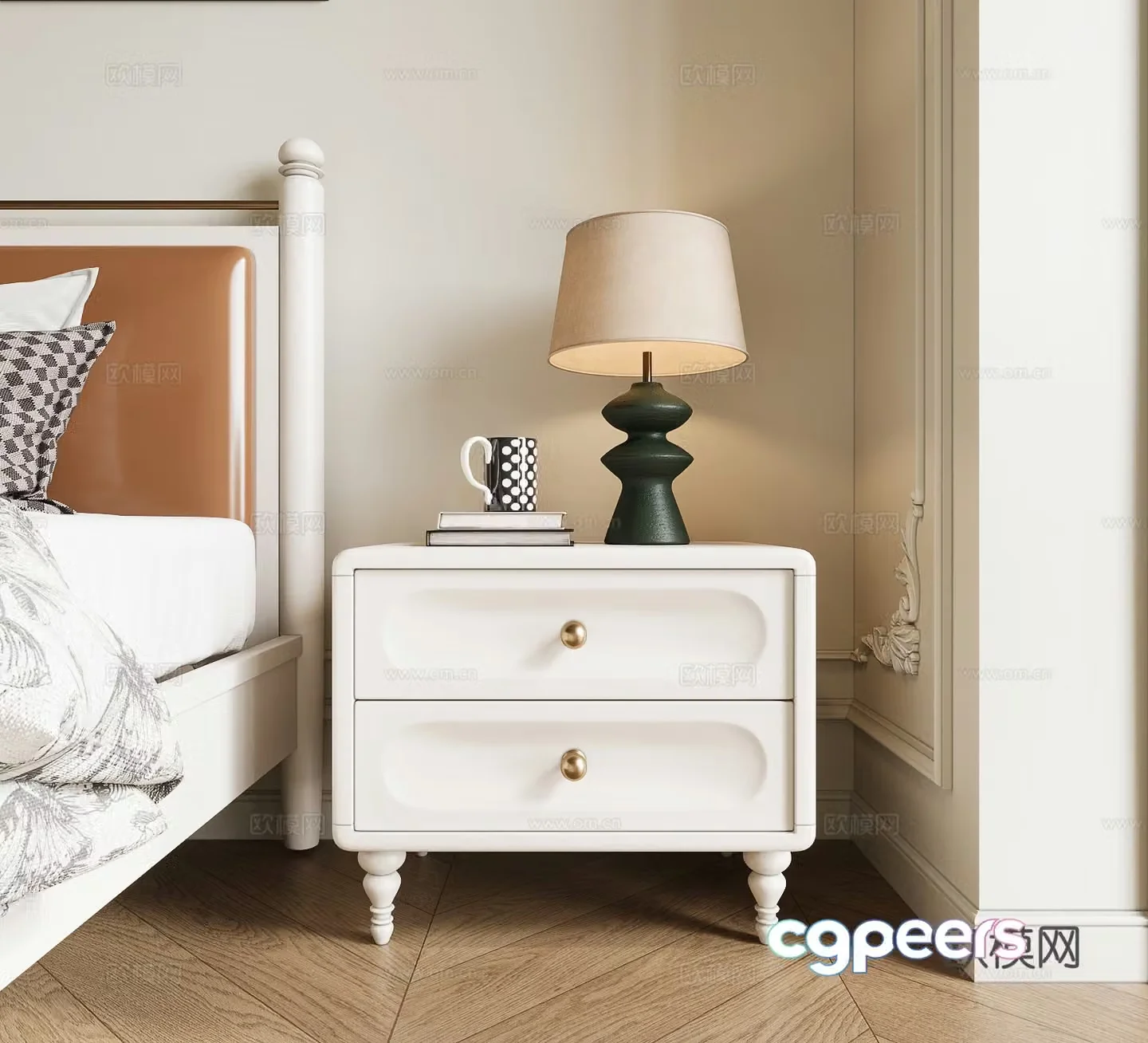 French bedside table 3d model
