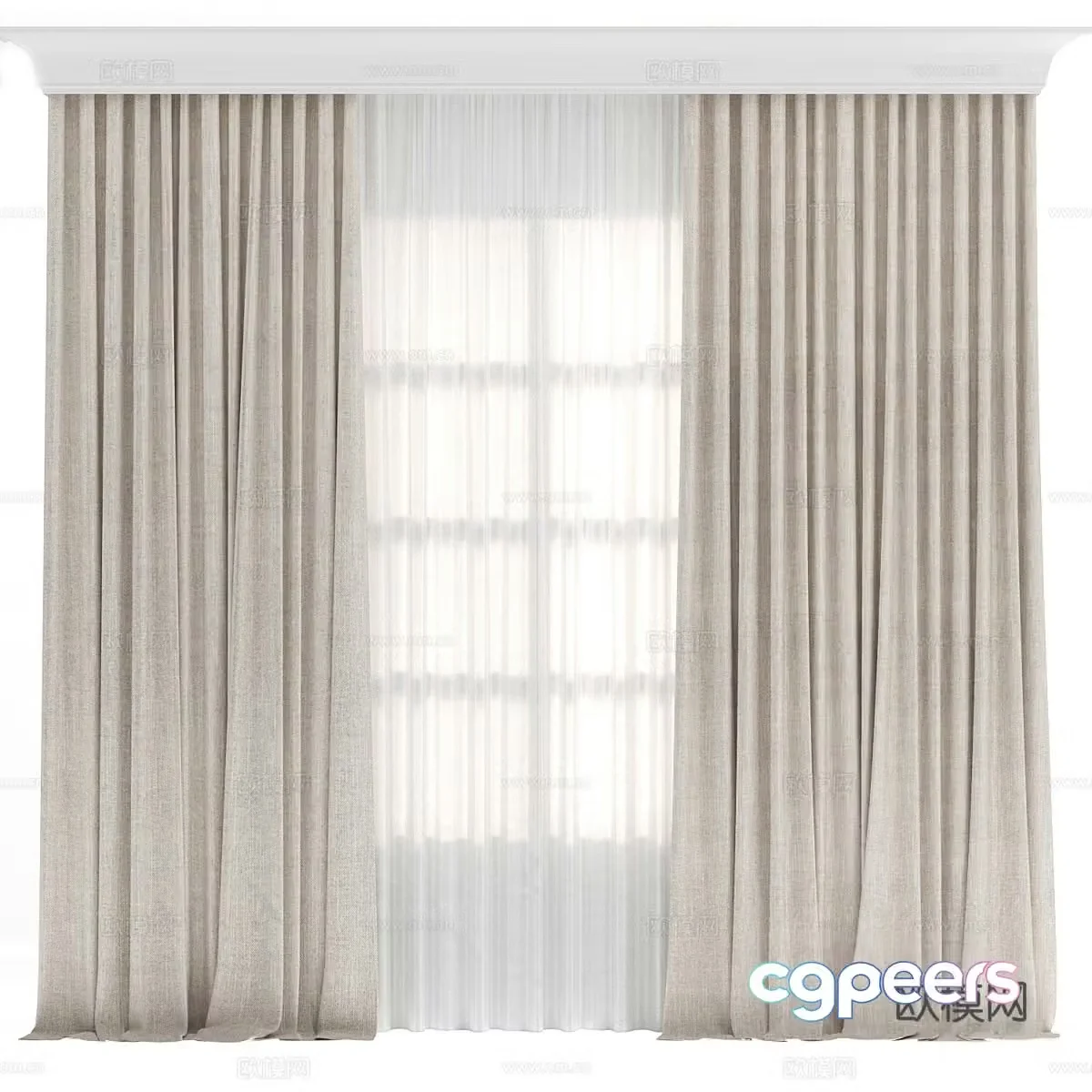 Modern fabric curtain 3d model
