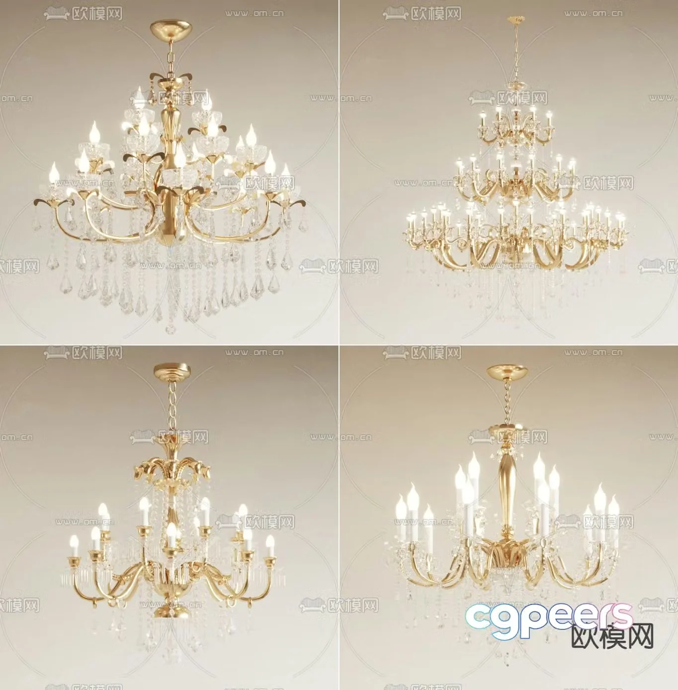 European style chandelier crystal chandelier 3d model