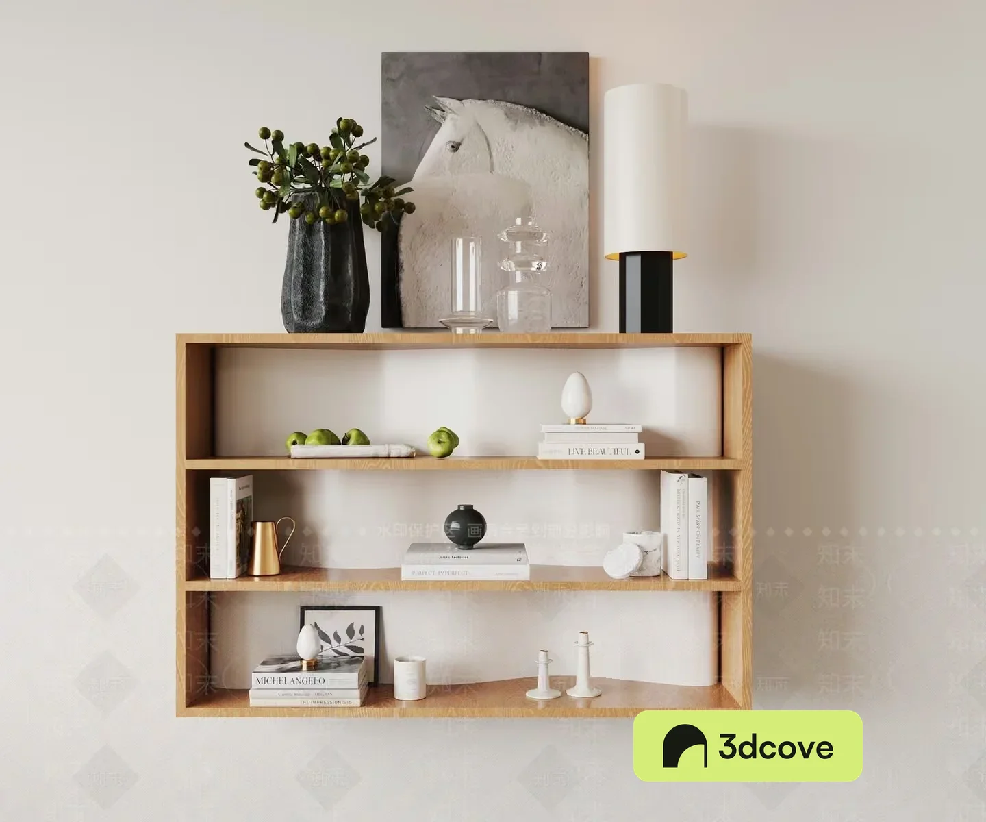 Wooden Shelf With Decorations