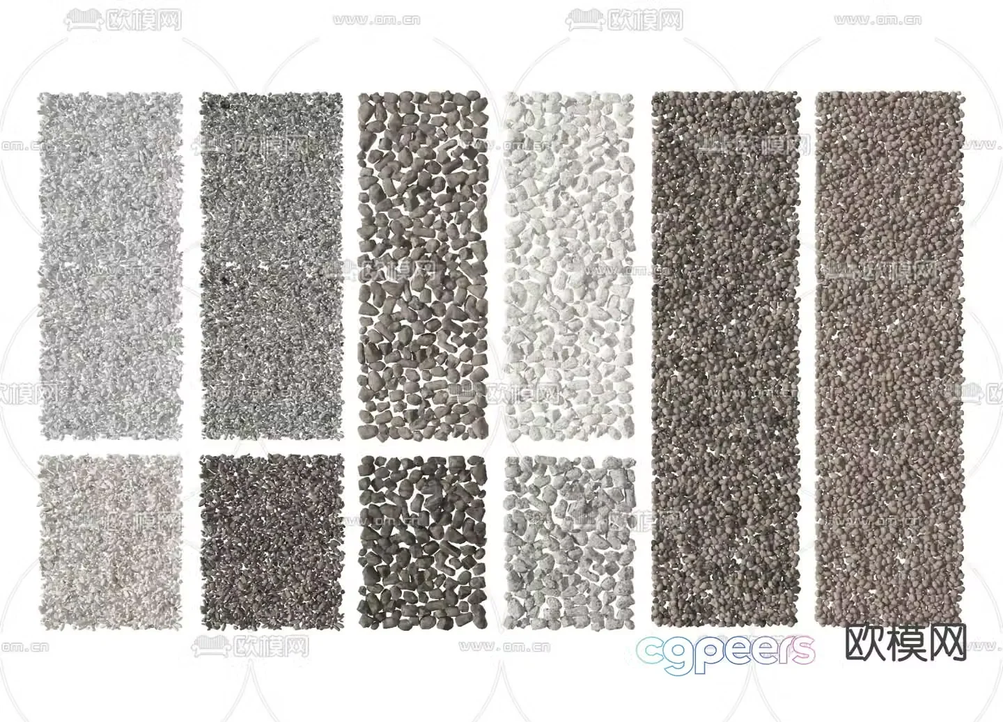 cobblestone gravel pavement small stone 3d model