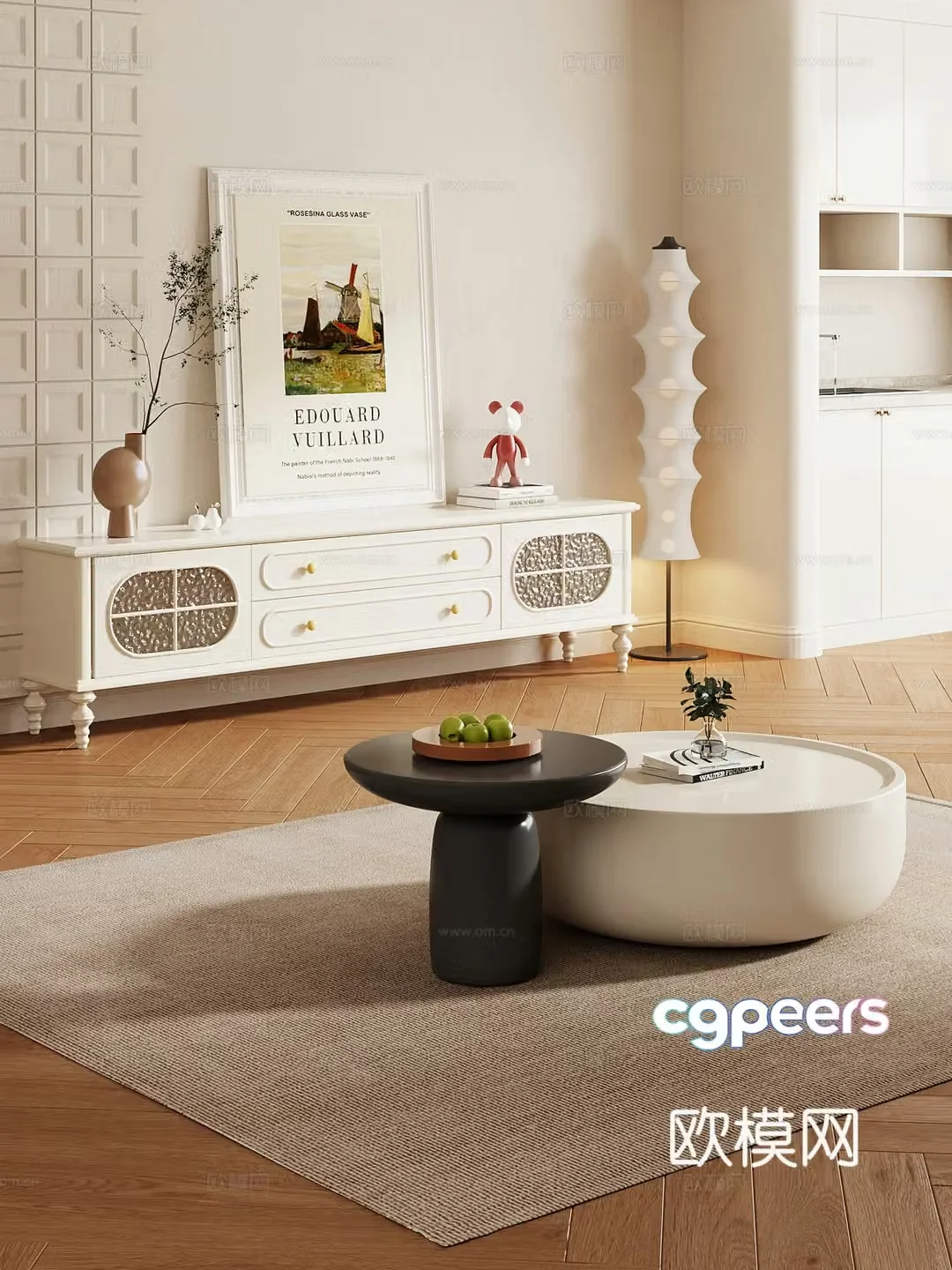 TV cabinet French cream air TV cabinet 3d model