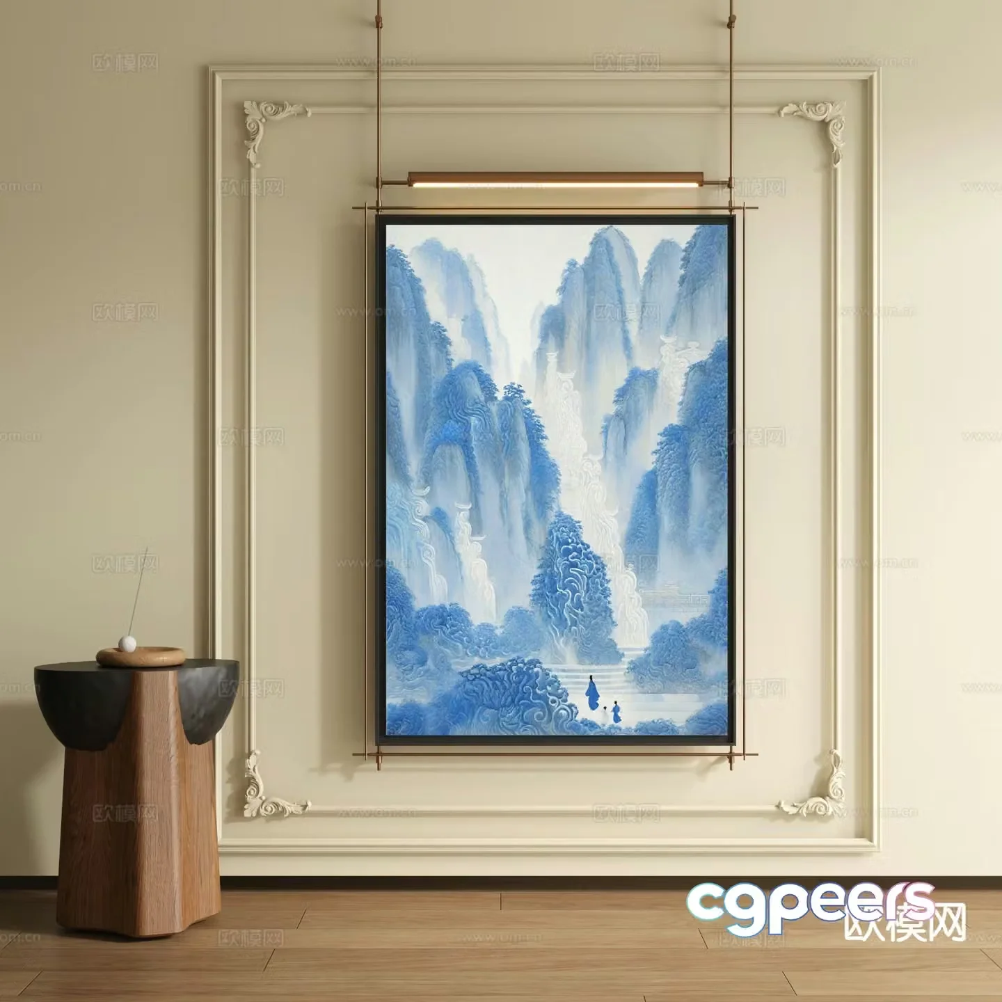 New Chinese style ink painting decorative painting 3D model
