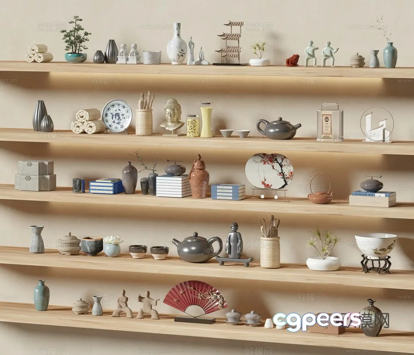 New Chinese books Sculptures Decorative ornaments 3D model