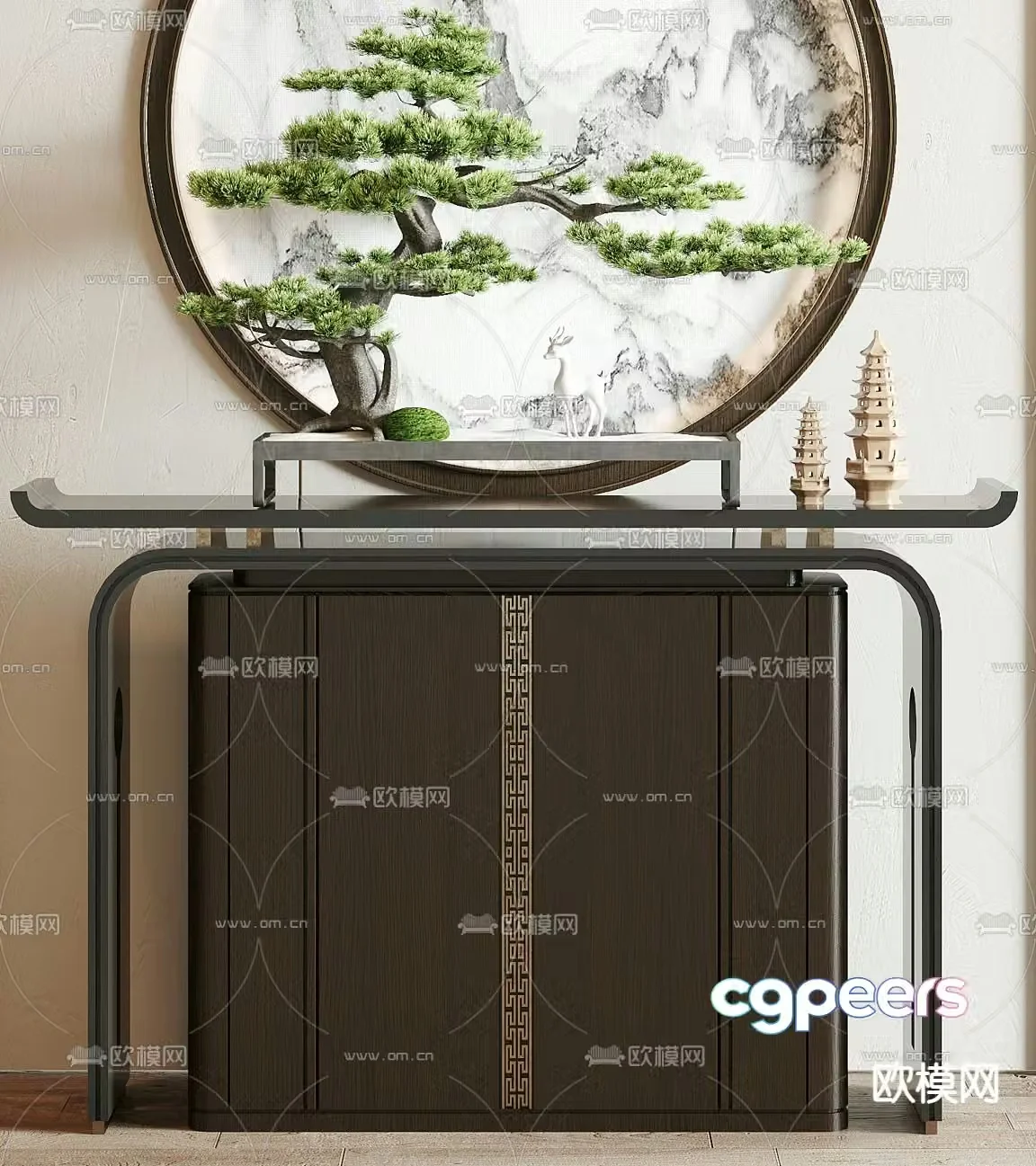 New Chinese style entrance cabinet 3D model