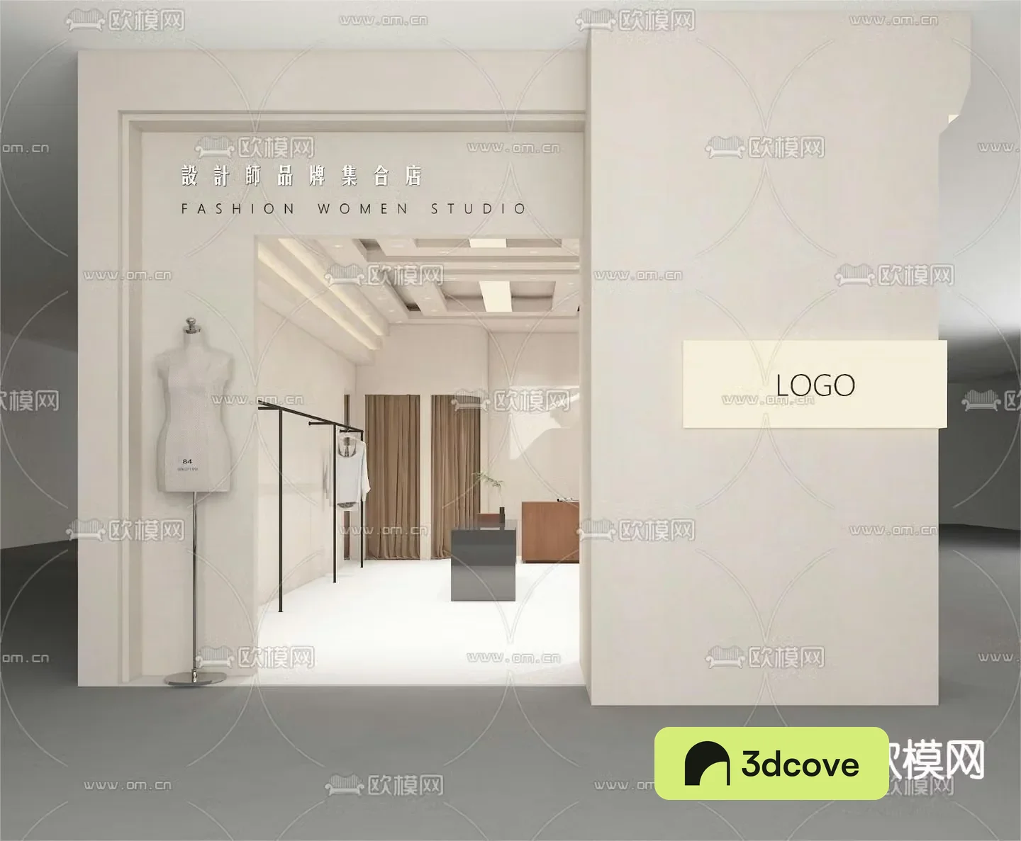 Modern clothing store door front facade